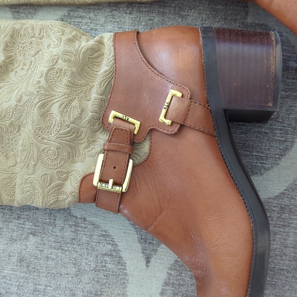 LIKENEW Ralph Lauren Tan/Camel High Suede/leather Riding boots.Org $420.Size 9B - Picture 2 of 6